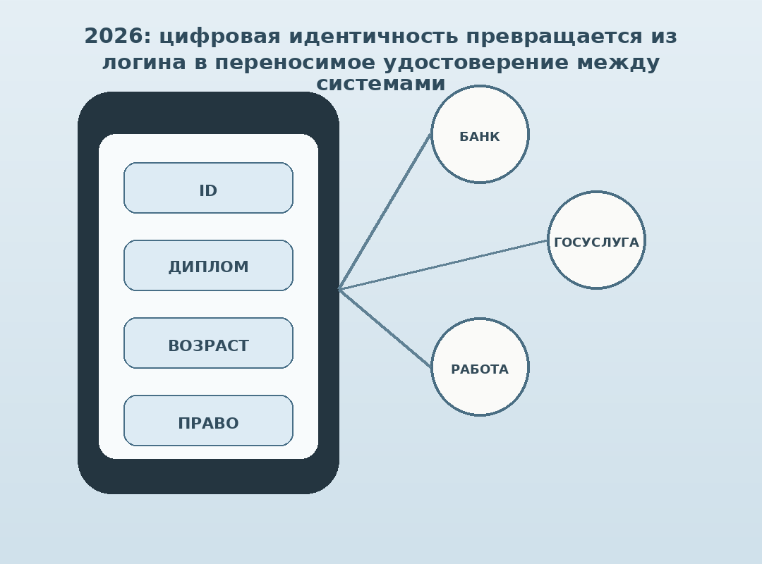 Переносимое цифровое удостоверение между независимыми системами