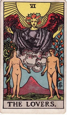 VI. Влюблённые — Близнецы. Колода Райдера—Уэйта, 1909
