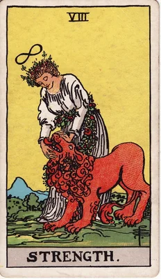 VIII. Сила — Лев. Колода Райдера—Уэйта, 1909