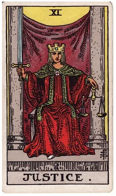 XI. Справедливость — Весы. Колода Райдера—Уэйта, 1909